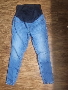 Ingrid And Isabel Maternity Blue Stretch Denim Jeggings with Overband Panel